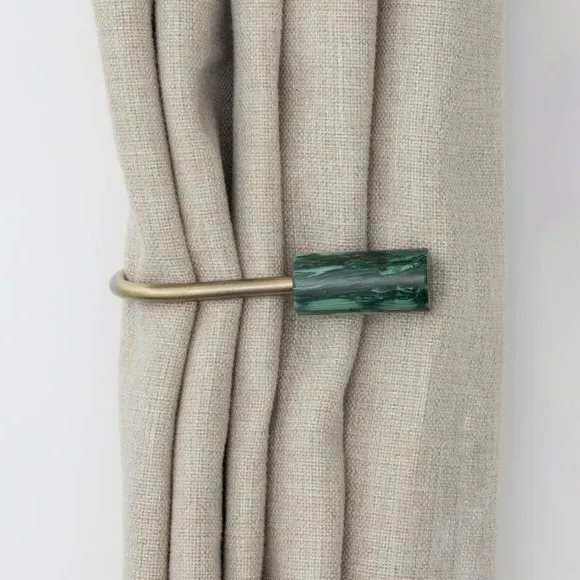 Barrel Curtain Holdbacks - Green, Marble image
