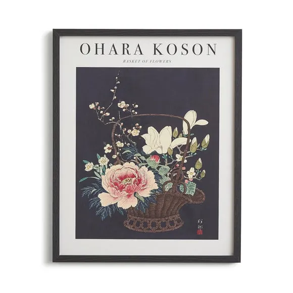Basket of Flowers Framed Print - Black Frame