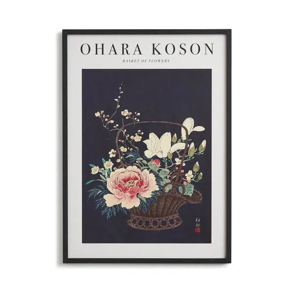 Basket of Flowers Framed Print - Black Frame