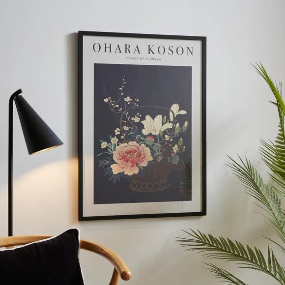 Basket of Flowers Framed Print - Black Frame