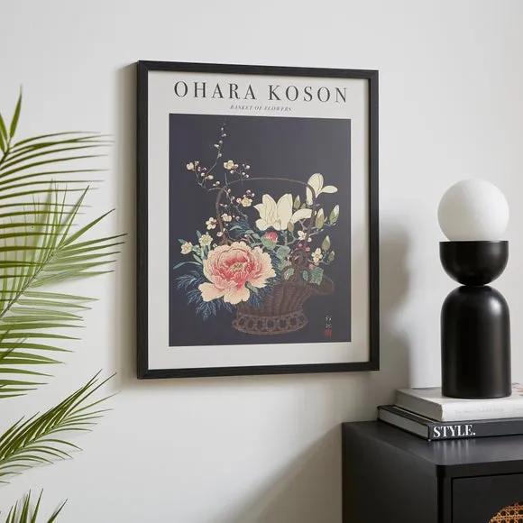 Basket of Flowers Framed Print - Black Frame