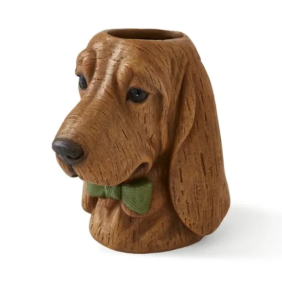 Basset Hound Character Vase - Brown, Resin