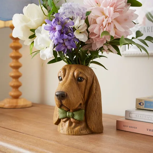 Basset Hound Character Vase - Brown, Resin image