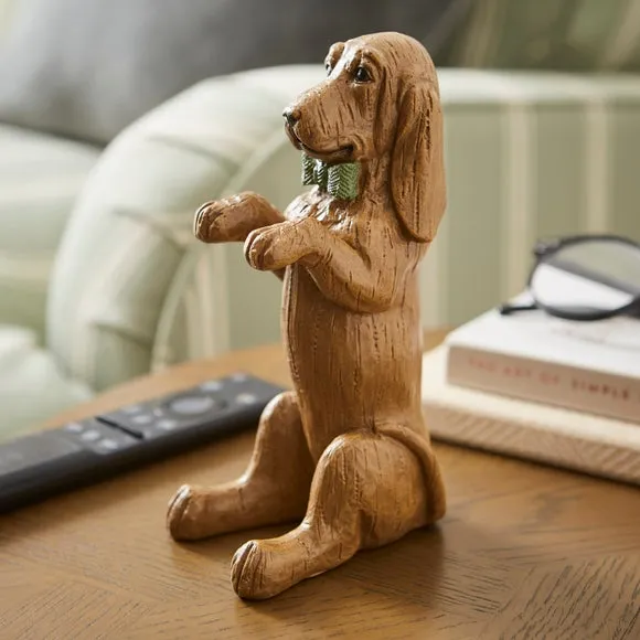 Basset Hound Remote Holder - Brown, Resin
