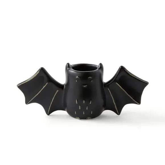 Bat Candlestick Holder - Black, Ceramic