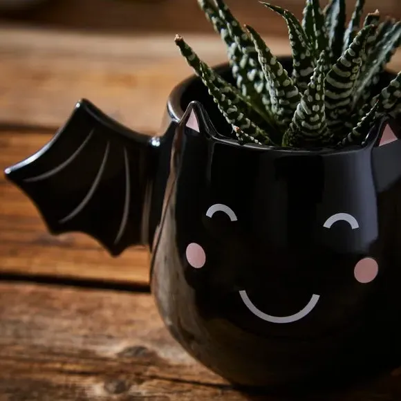 Bat Plant Pot - Black, Stoneware