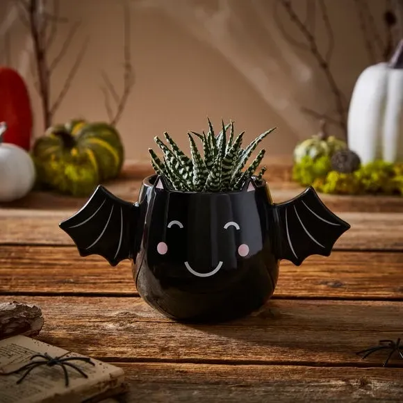 Bat Plant Pot - Black, Stoneware