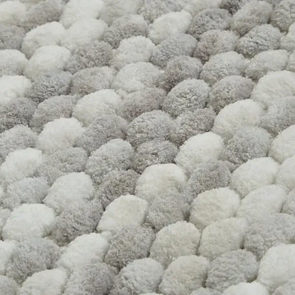 Bath Mat with Marble Effect - Grey, Polycotton
