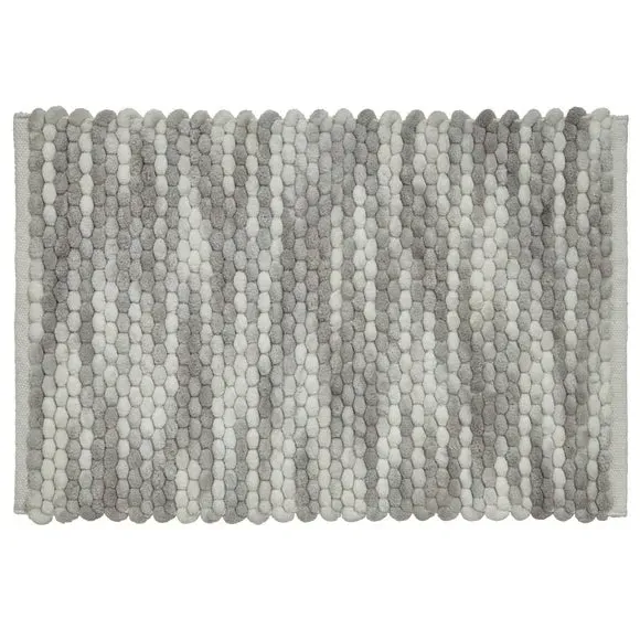 Bath Mat with Marble Effect - Grey, Polycotton image