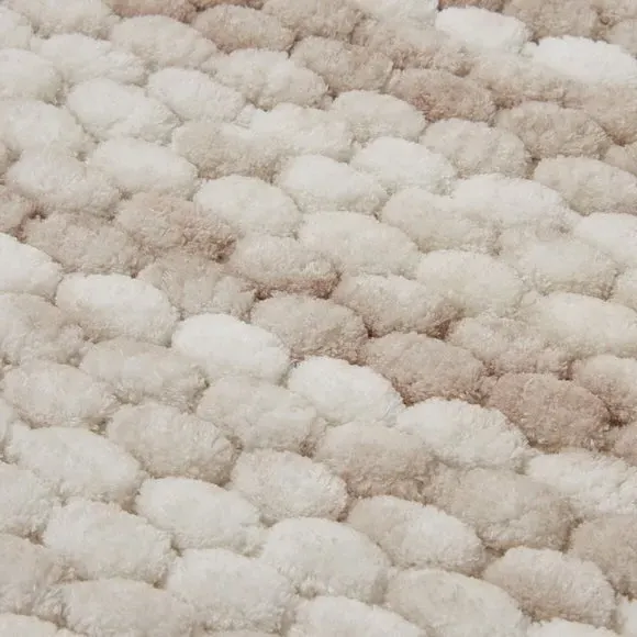 Bath Mat with Marble Effect - Natural, Polycotton