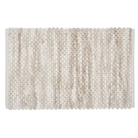 Bath Mat with Marble Effect - Natural, Polycotton