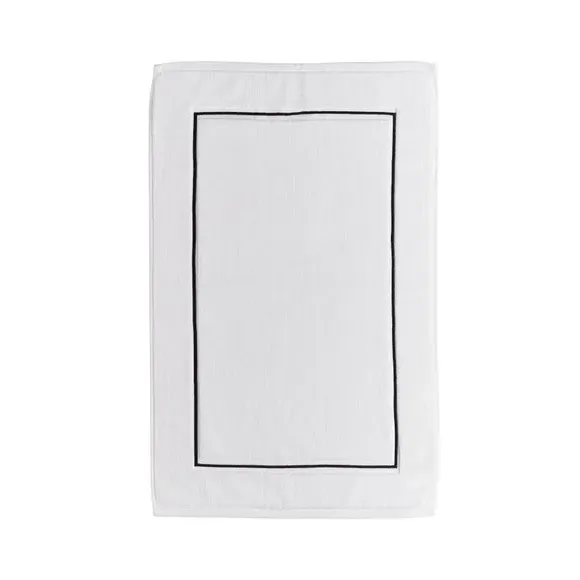 Bath Mat with Stitch Detail - White, Cotton