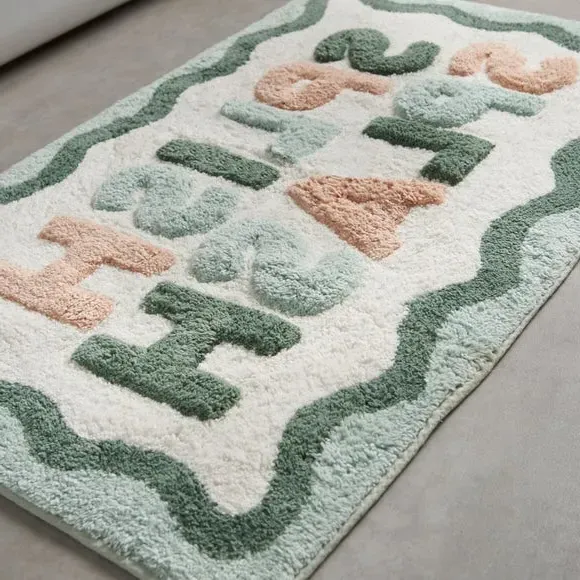 Bath Mat with Typography - Multicolor