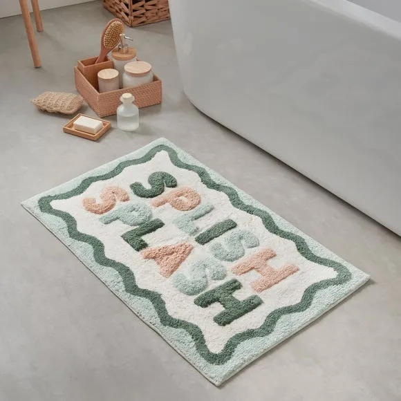 Bath Mat with Typography - Multicolor image