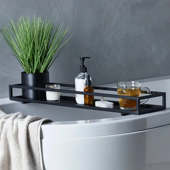 Bath Rack with Plant Stand - Matt Black image