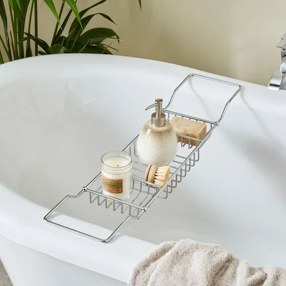 Bath Rack with Storage - Silver, Chrome