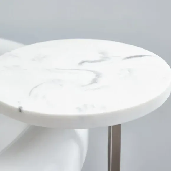 Bath Table with Marble Top - White, Steel