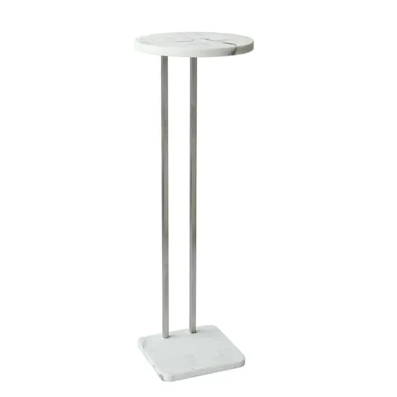 Bath Table with Marble Top - White, Steel