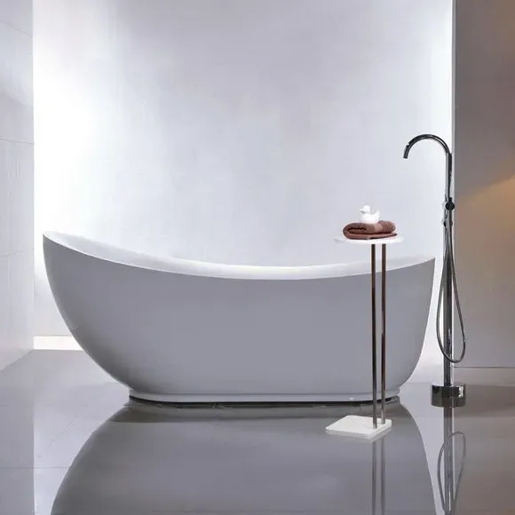 Bath Table with Marble Top - White, Steel