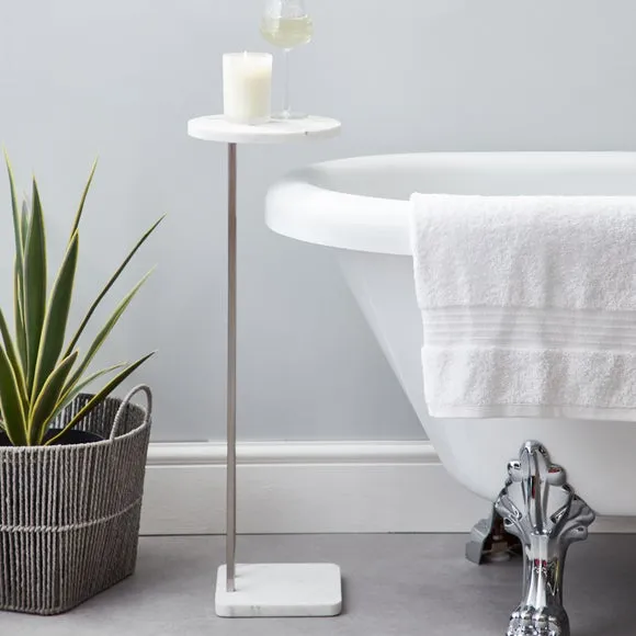 Bath Table with Marble Top - White, Steel image