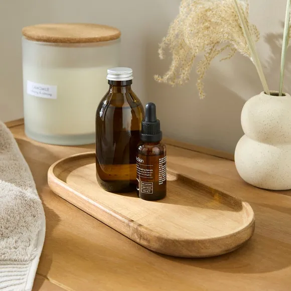 Bathroom Tray with Storage - Medium Wood, Acacia image