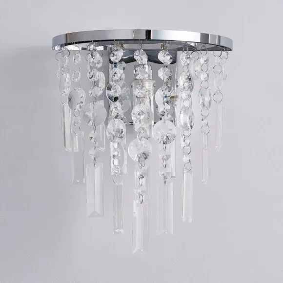 Bathroom Wall Light with Glass Beads - Chrome