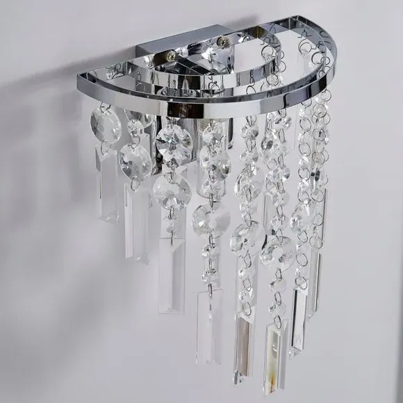 Bathroom Wall Light with Glass Beads - Chrome