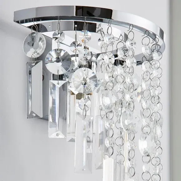 Bathroom Wall Light with Glass Beads - Chrome