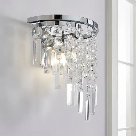 Bathroom Wall Light with Glass Beads - Chrome