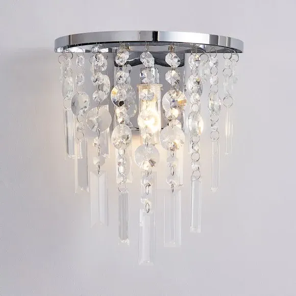 Bathroom Wall Light with Glass Beads - Chrome