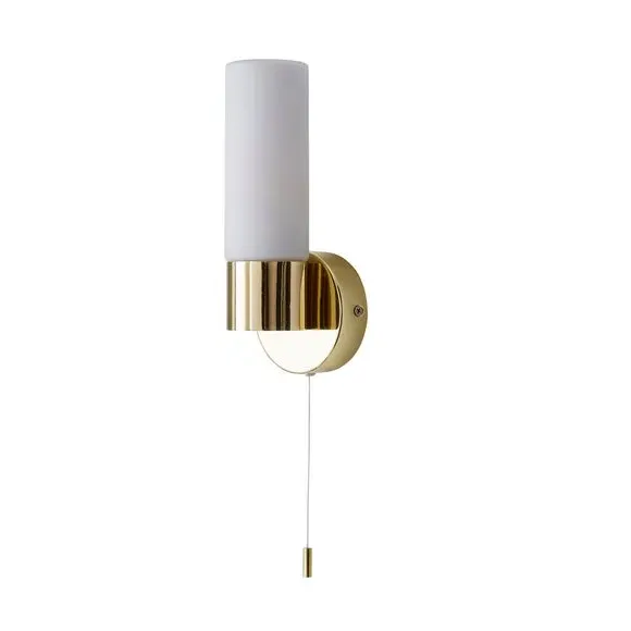 Bathroom Wall Light with Pull Cord - Brass