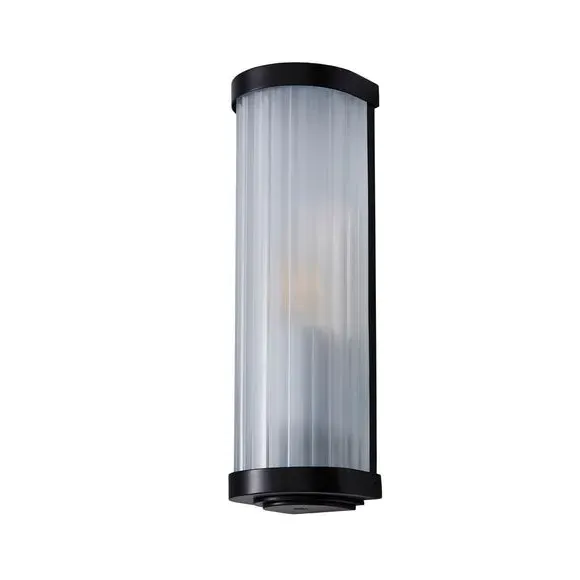 Bathroom Wall Light with Ribbed Glass - Black