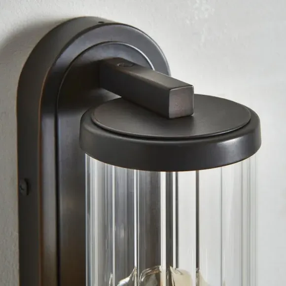 Bathroom Wall Light with Ribbed Glass - Bronze