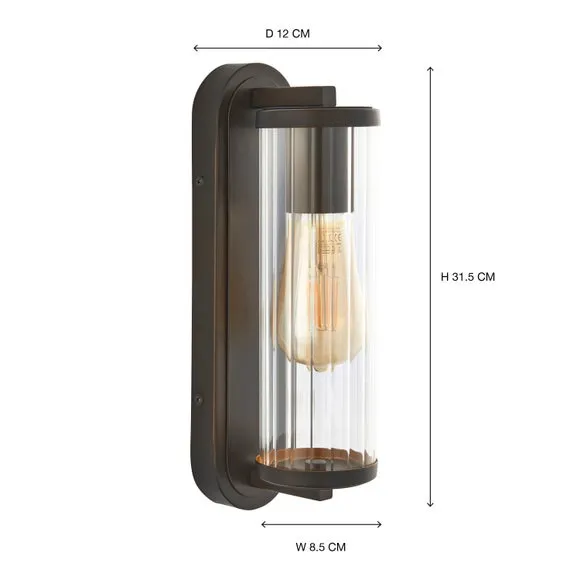 Bathroom Wall Light with Ribbed Glass - Bronze