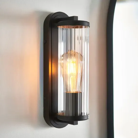 Bathroom Wall Light with Ribbed Glass - Bronze image