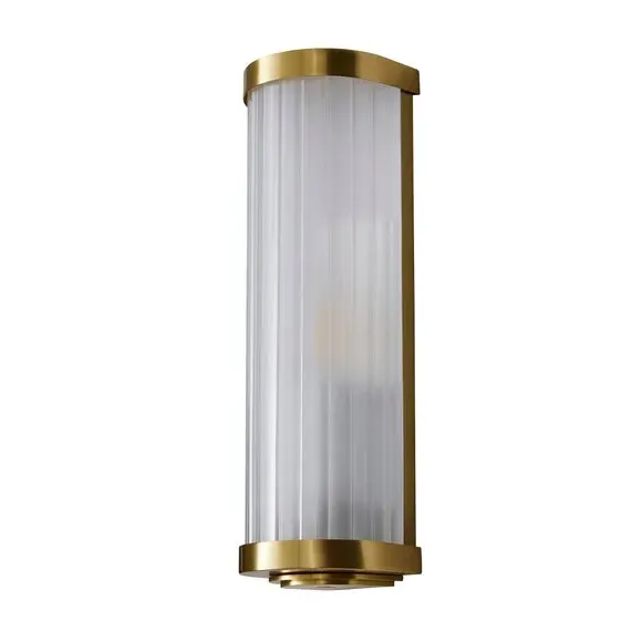 Bathroom Wall Light with Ribbed Glass - Gold