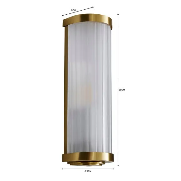 Bathroom Wall Light with Ribbed Glass - Gold
