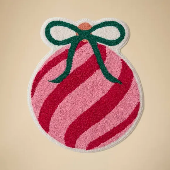 Bauble Bath Mat - Pink, Soft Fabric