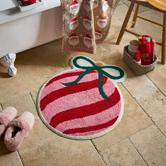 Bauble Bath Mat - Pink, Soft Fabric image