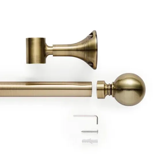 Bay Curtain Pole with Eyelet - Antique Brass, Metal