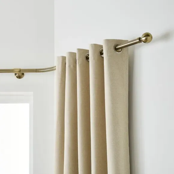 Bay Curtain Pole with Eyelet - Antique Brass, Metal