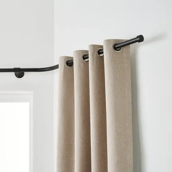 Bay Curtain Pole with Eyelet Design - Matt Black