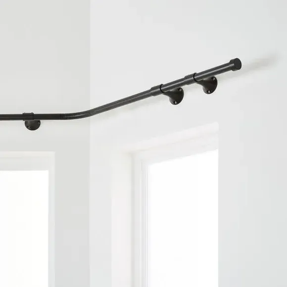 Bay Curtain Pole with Eyelet Design - Matt Black