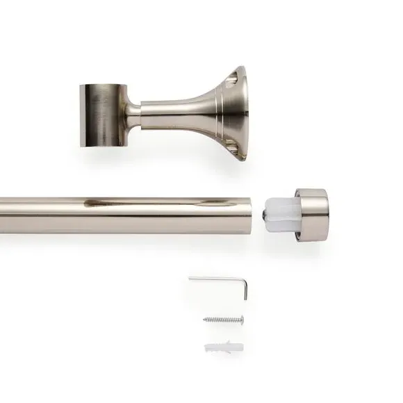 Bay Curtain Pole with Eyelet Design - Satin Steel