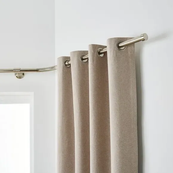 Bay Curtain Pole with Eyelet Design - Satin Steel