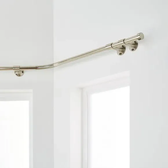 Bay Curtain Pole with Eyelet Design - Satin Steel