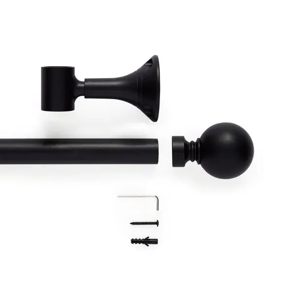 Bay Curtain Pole with Eyelet - Matt Black, Metal
