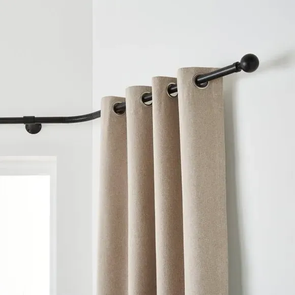Bay Curtain Pole with Eyelet - Matt Black, Metal
