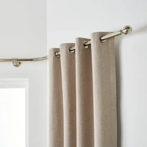 Bay Curtain Pole with Eyelet - Satin Steel, Metal