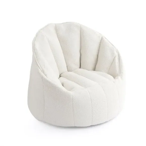 Bean-Filled Chair with Sherpa - Ivory, Fabric